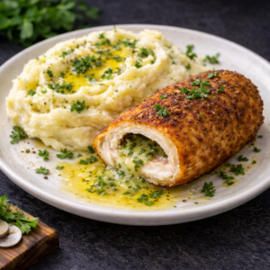 Chicken Kyiv Cutlet with Mashed Potatoes