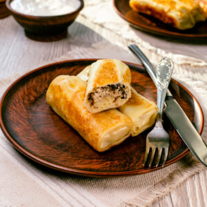 Chicken and mushroom crepes