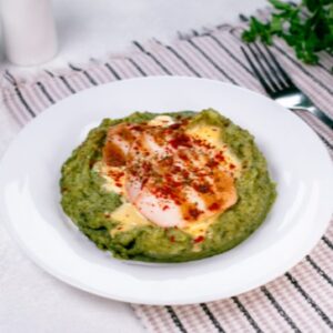 Julienne with potato-spinach puree