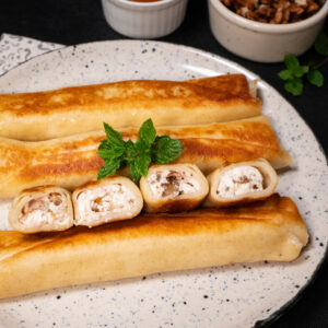 Oat Crepes with Cheese, Walnuts & Apricots