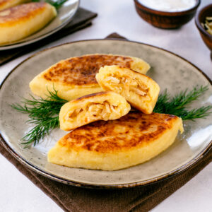 Potato zrazy with cabbage