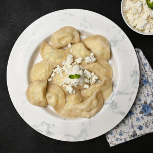 Sweet cheese varenyky (Pierogi)