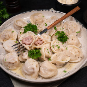 Veal pelmeni (dumplings)